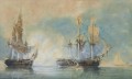 フランスのフリゲート艦を捕獲するクレセント シェルブール沖のリユニオン 1793 年の海戦